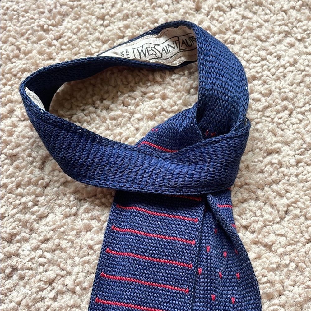 YSL Navy and Red Tie Vintage